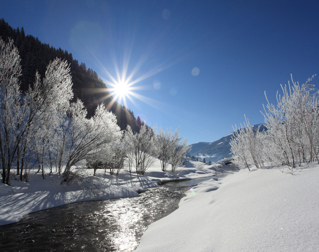 Eine tief verschneite Winterlandschaft erwartet euch im Winterurlaub im Hotel Diellehen in Großarl.